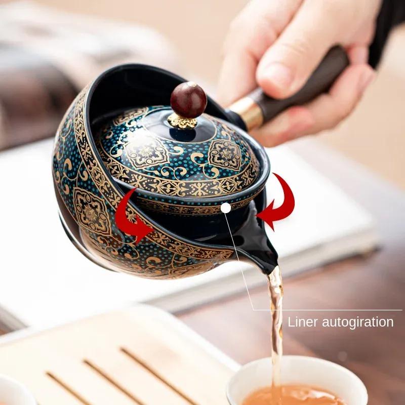 Service à thé Kung Fu chinois Service à thé en céramique de sable Service à thé Kung Fu de voyage Cadeau Porcelaine Pot en argile violette Service à thé en céramique versé