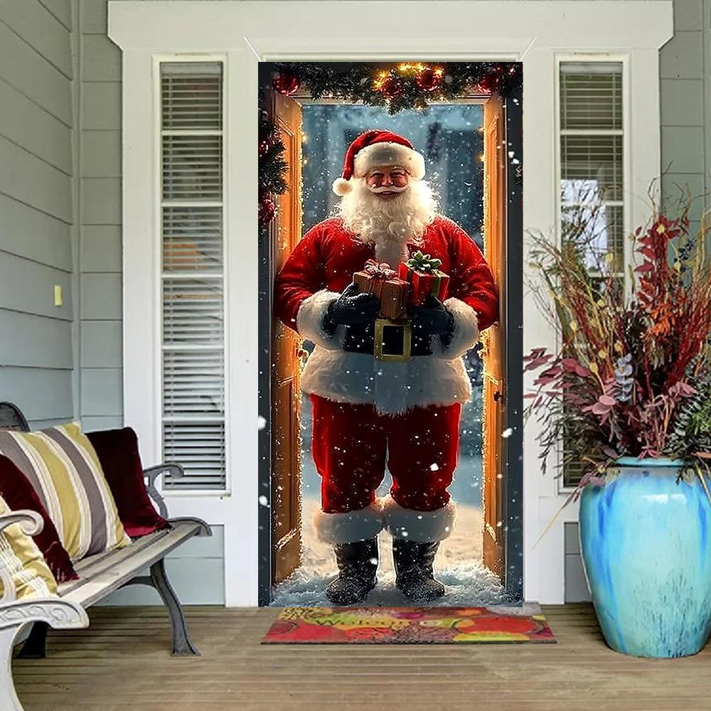 Živý Santa Claus Otvor Dvere Banner 2025 Vianočný Poťah na Dvere Podšívky na Vianočné Dvere Vianočná Vonkajšia Záhradná Dekorácia novinka