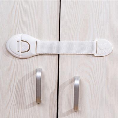10 Piece Set of White Cloth Strap Safety Lock - Easy To Install, No Drilling, Drawer and Door Latch