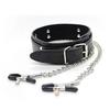 Faux Leather Choker Collar with Nipple Breast Clamp Clip Chain Couple Funny and Interesting Adult Games SM Sex Toys for