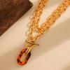 Fashionable Irregular Resin Leopard Oval Pendant Necklace for Women Ladies Coarse Chains OT Buckle Necklaces Jewelry Wholesale