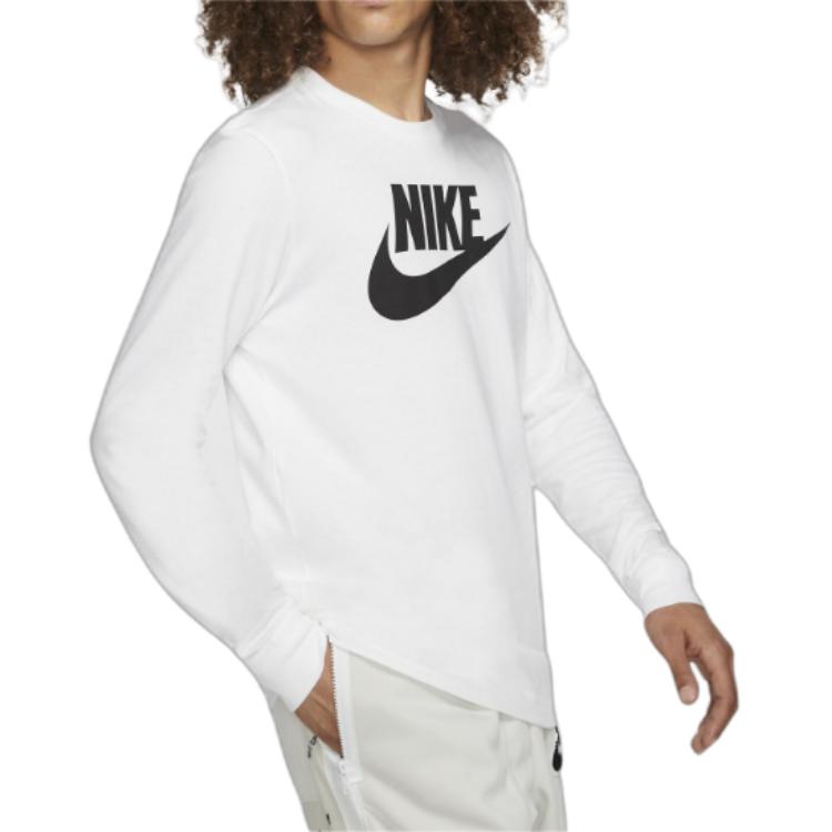 Nike T-shirt da uomo a maniche lunghe con stampa tinta unita Top bianchi CI6291-100