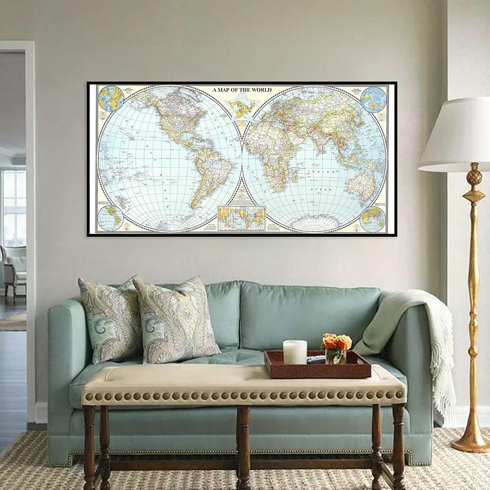 120*60cm Weltkarte (1941) Hintergrundtuch, Wanddeko Heimdeko, Arbeitszimmer, Geografische Werkzeuge, Tourismus-/Bildungswerkzeuge