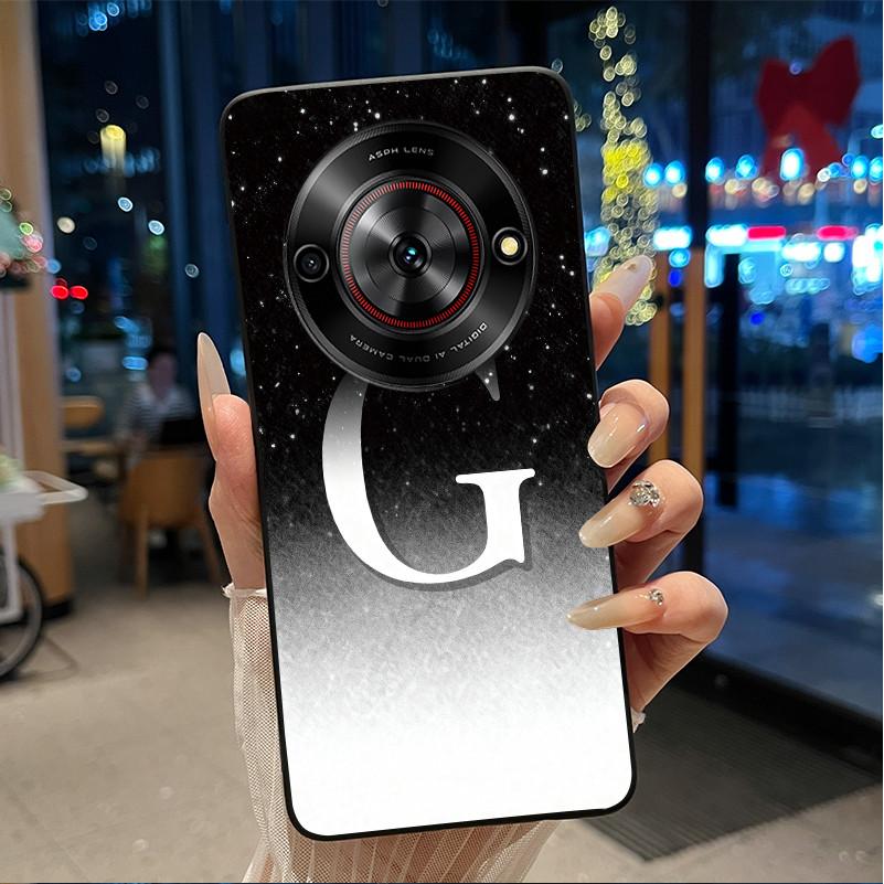 Anti-scratch Soft Case For ZTE Blade A75 5G/ Nubia Focus 5G Custom Name A To Z Letter With Flower Starry Sky Pattern Casing