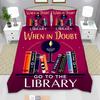Bookshelf Duvet Cover Set Queen Size Doodle Drawing Of Colorful Books Learning Library School Themed Illustration Warm Soft