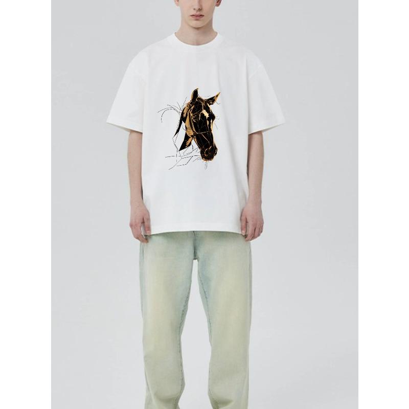 Black T Shirt With Horse Head Graphic Print For Casual Wear
