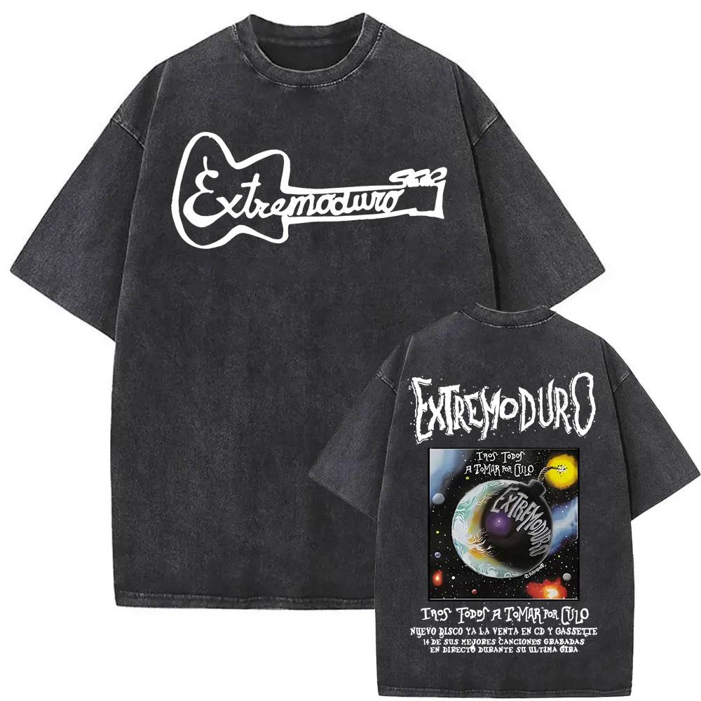 

Rock Band EXTREMODURO Tour 2026 Vintage Washed Tshirt Men Women Fashion Hip Hop Street T Shirts Summer Loose Oversized T Shirt M