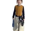 2025 Autumn Girls' Korean Style Color Block Patchwork Two-Piece T-Shirt & Vest