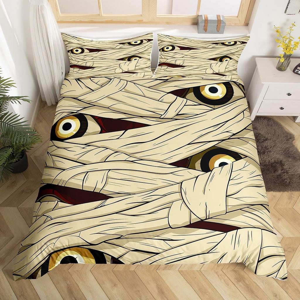 Eyes Comforter Cover Bohemian Hippie Water-Drop Duvet Cover Boho Eyes Nazar Amulet Bedding Set Mysterious Blue Eyes Quilt Cover