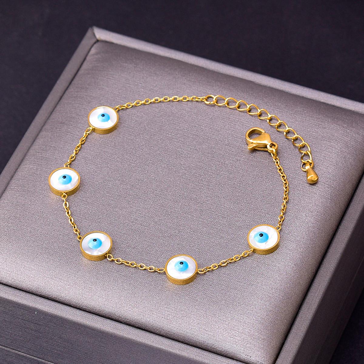 

1 set of circular flower Fritillaria magic eye women s minimalist style stainless steel plated 18k gold bracelet