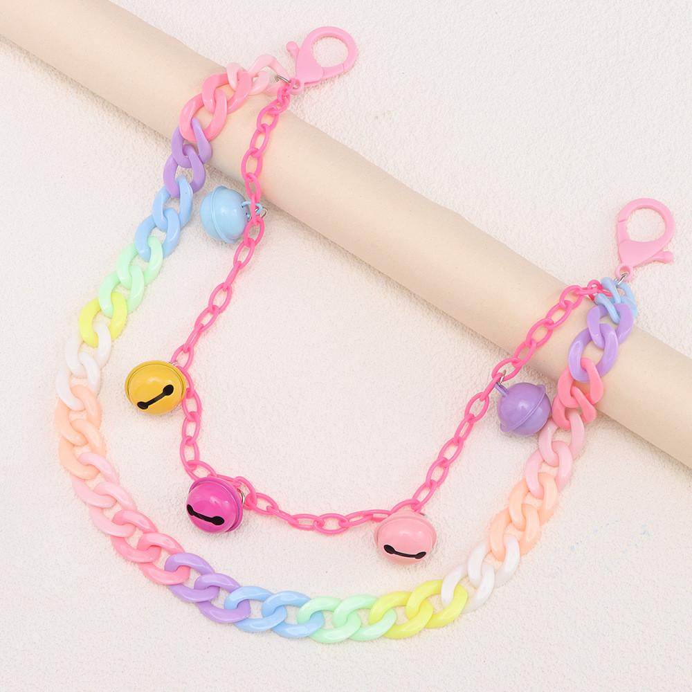 Punk Rock Dog Acrylic Belt Chain With Colorful Bells For Hip Hop Style Men Women