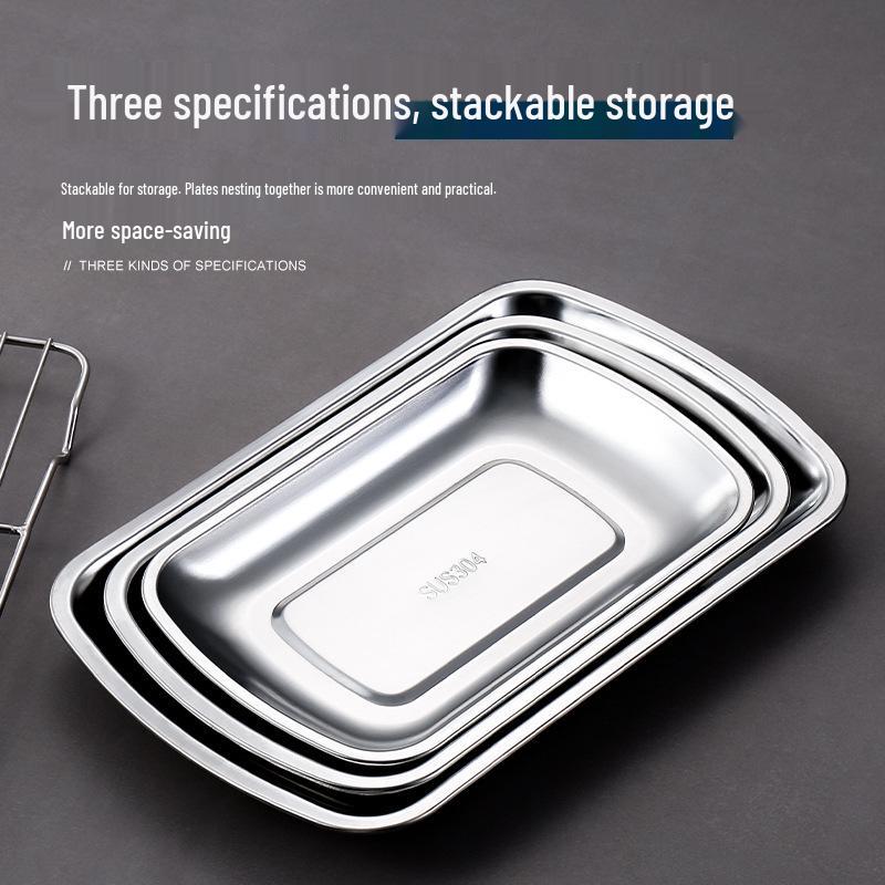 Stainless Steel Buffet & Barbecue Plate for Meat & Vegetables