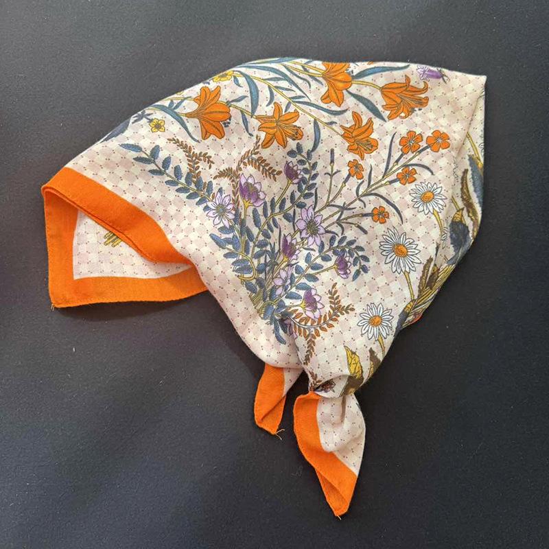 Silk scarf square scarf high-end spring and summer style neck large square scarf air-conditioned room neck scarf shawl women's silk scarf