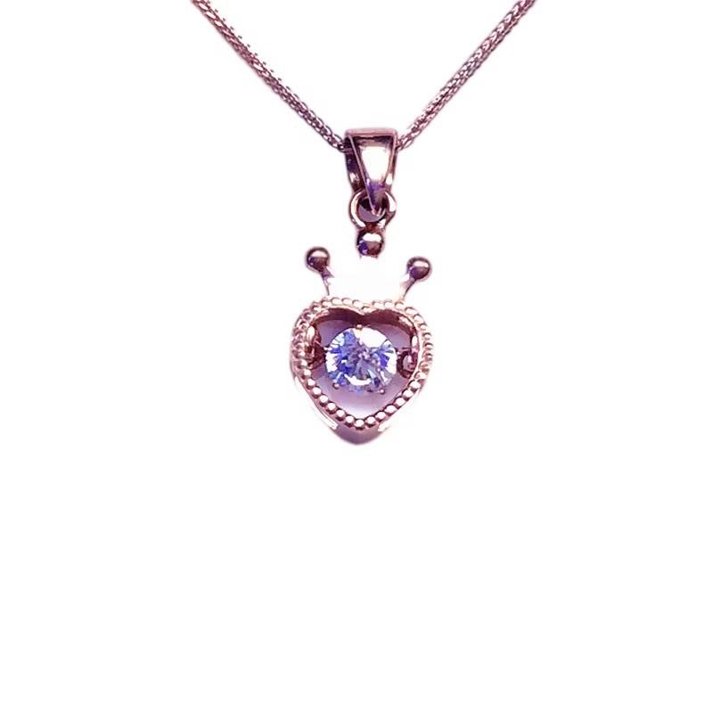 Exquisite Russian Purple Gold Shiny And Smart Radish Peach Heart Pendant Rose Gold Plated Crown Love Pendant Jewelry