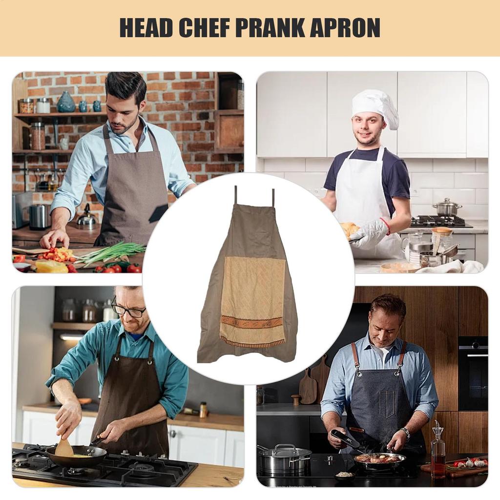Prank Apron For Men Funny Chef Apron Humorous Washable Novelty Costume W/Openable Towel For BBQ Workshop Art Studio Pottery