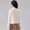 100% Pure Wool Winter New V-neck Hollow Leaf Pattern Pearl Buckle Gentle Women's Wool Cardigan