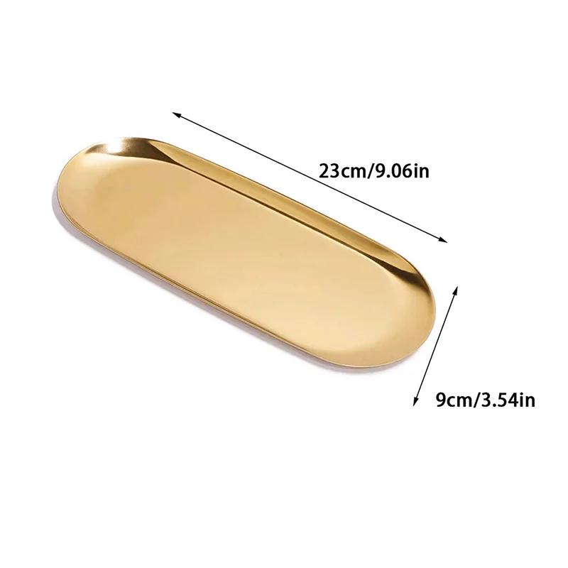 Stainless Steel Dining Dish Plate Tray Jewelry Cosmetic Decorative Trays Organizer Snack Nut Fruit Cake Holder Storage Kitchen