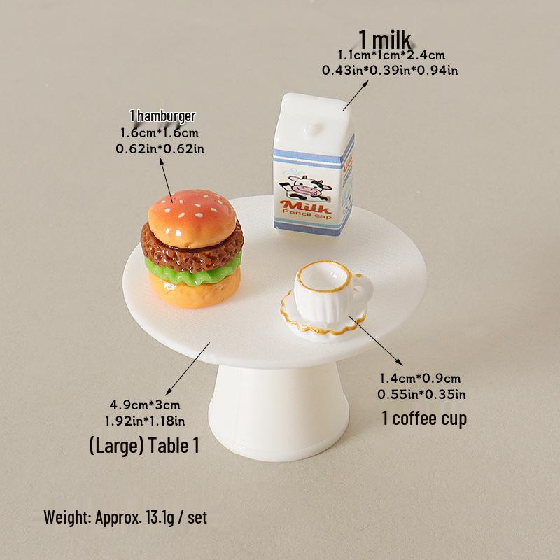 Mini Dollhouse Hamburger & Coffee Table Decoration Set