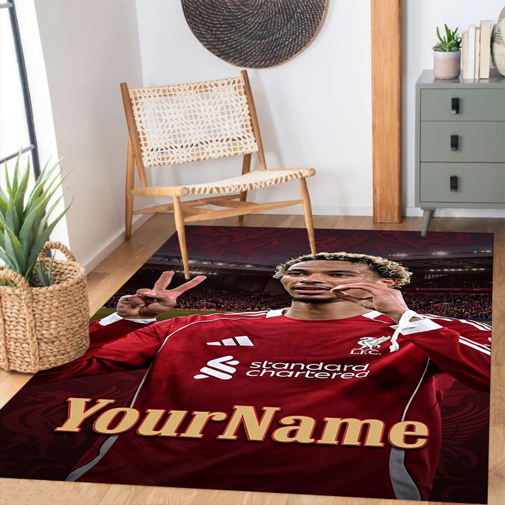 Liverpool Personalized Name Floor Rug Office Rug Perfect for Bedrooms Balcony Outdoor Game Room Antislip Carpet Anime Office Decor Wedding Party Gift