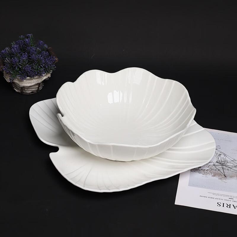 Ru Han Irregular Leaf Ceramic Dumpling Plate