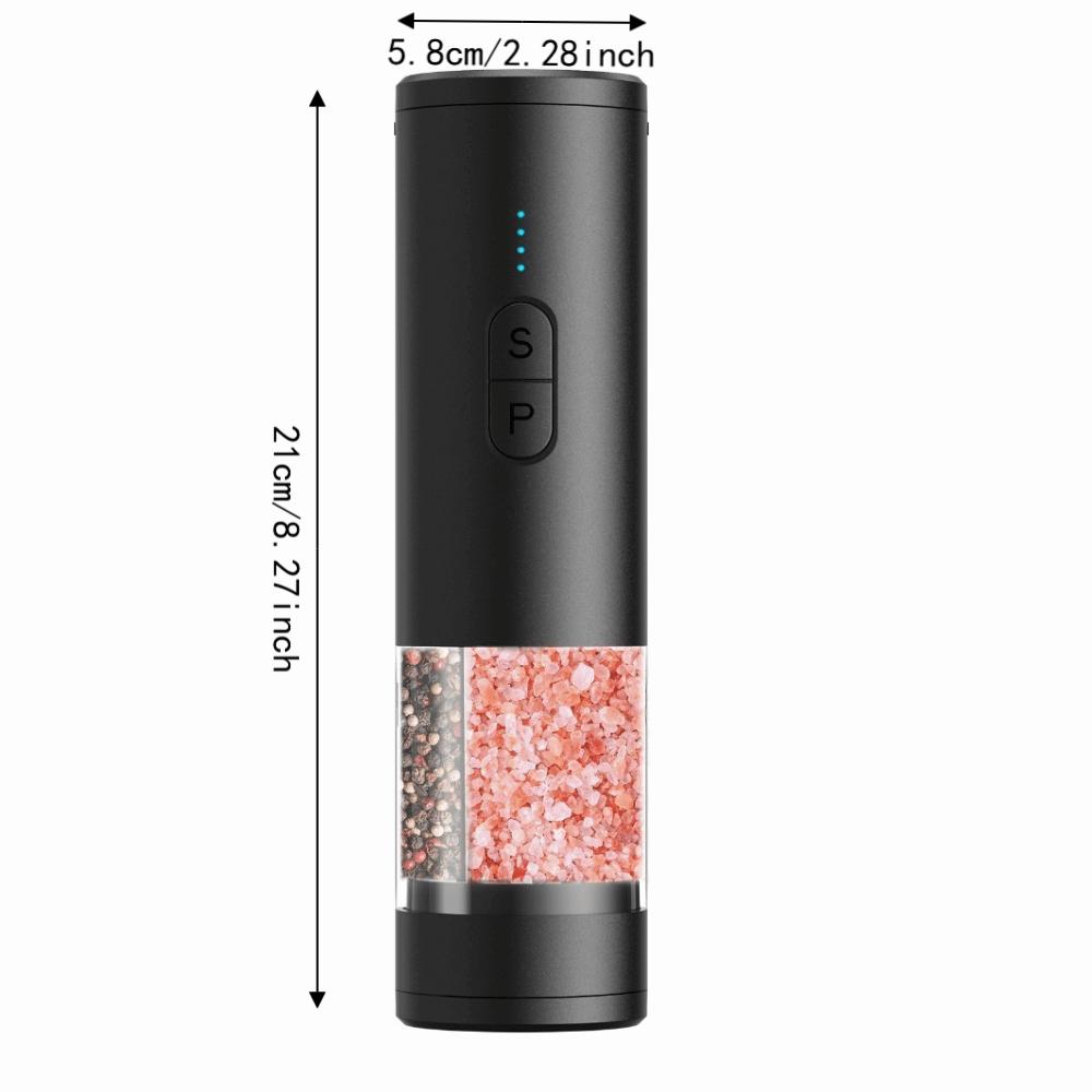 Dual Chamber Electric Pepper Salt Grinder Adjustable Burr Kitchen Spice Grinding Bottle  Cooking