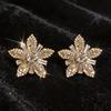 Silver Needle Rhinestone Flower Stud Earrings – Light Luxury Petal Design