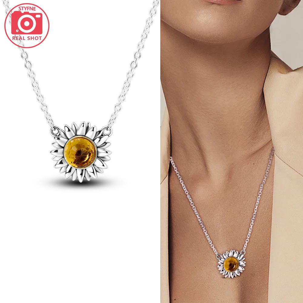 Authentic Purple Iris Flower Necklaces Sunflower Fourleaf Shamrock Pendant copper Necklaces Women Jewellery Fine Anniversary Gift