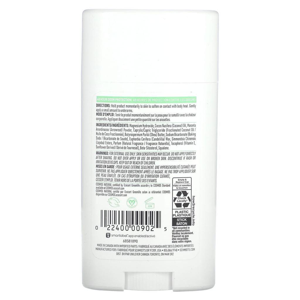 Schmidt'S, Natural Deodorant, Raw Cucumber, 75G(2.65Oz)