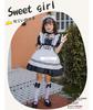 YUEEI Maid Outfit for Halloween Short Cute Lolita Set Kids, Cosplay, Girls' Dress, Sleeves, Style, Party, Event, Costume, Bow, 5-Piece (130)