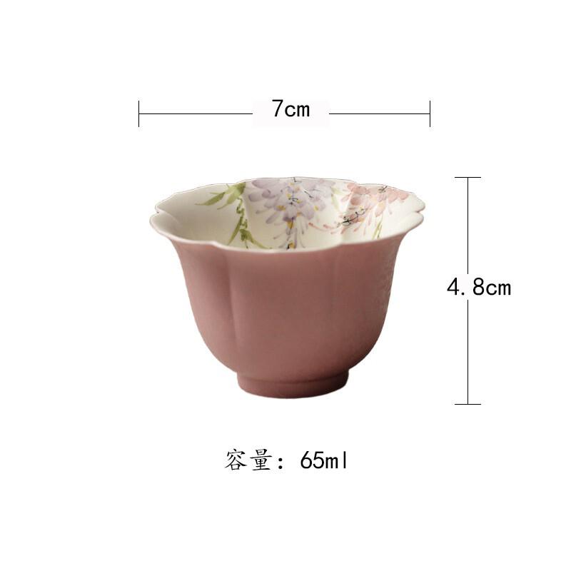 

65ml Hand-painted Wisteria Teacup Zen Tea Bowl Cute Cup Tea-tasting Smelling Cup Chazhan Master Cups Chinese Tea For Tea Craft As Your Choose