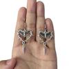 Dark Gothic Punk Heart-Shaped Black Moth Thorn Rivet Earrings
