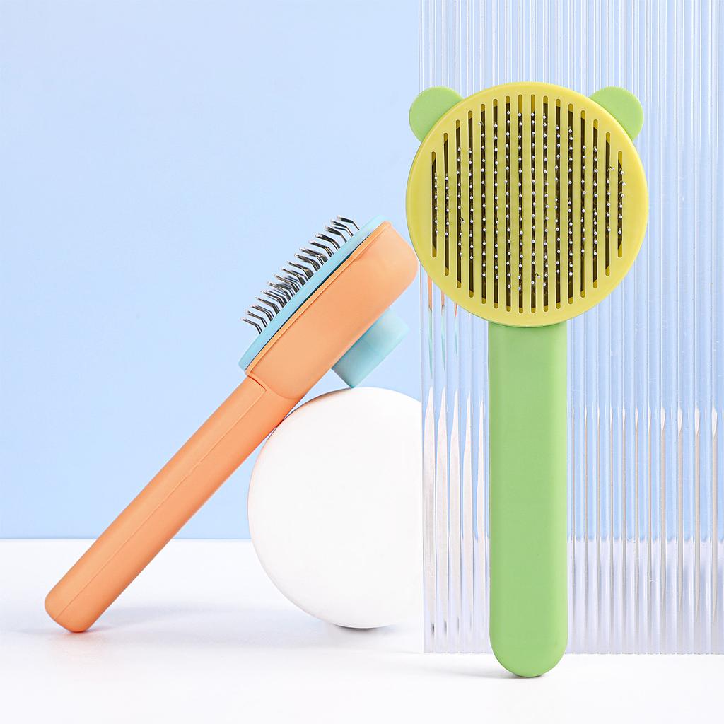 Bear head self-cleaning comb, spot color matching hair removal comb, universal comb for dogs and cats, hair removal comb for pets, hair comb