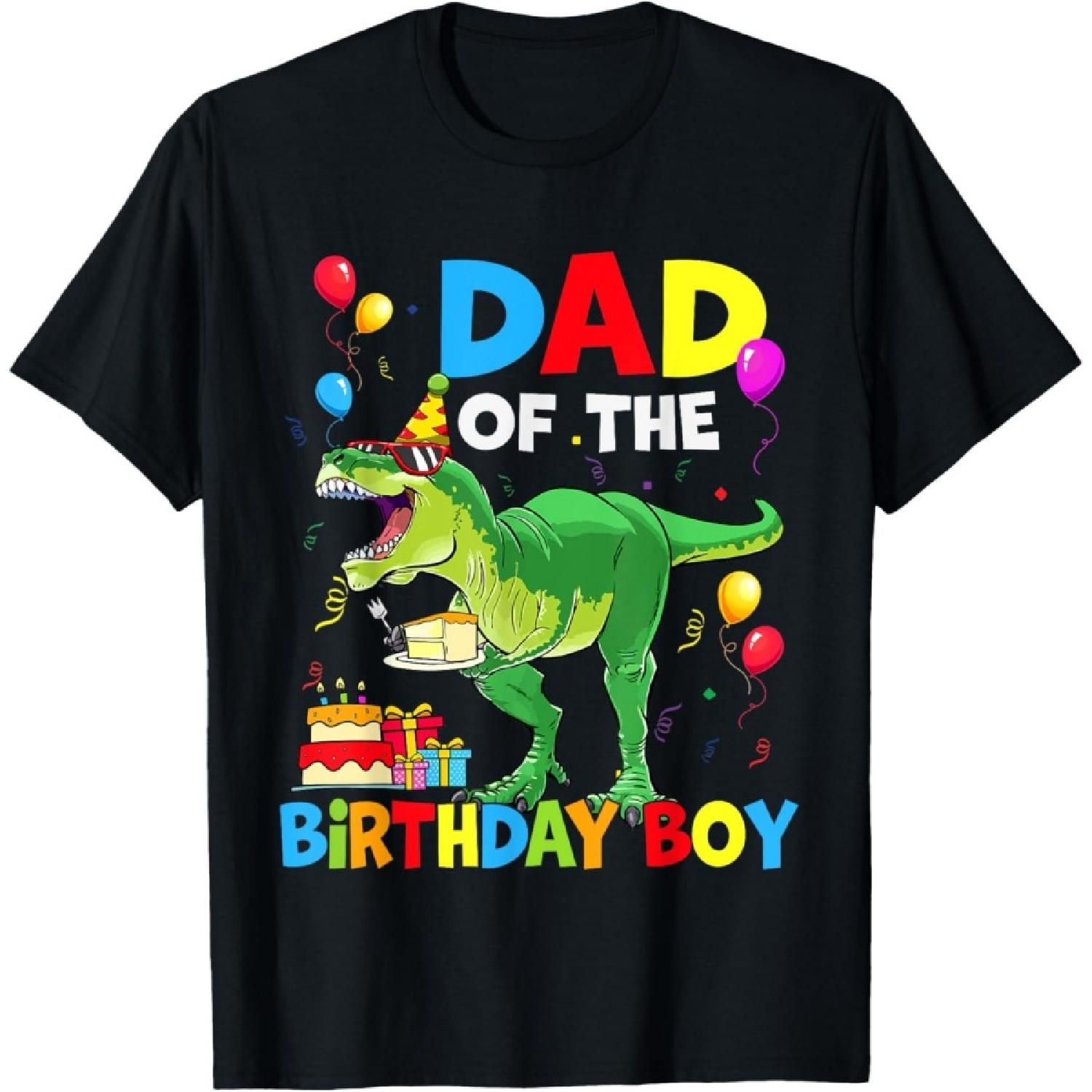 Dad Of The Birthday Boy T-Shirt Dinosaur Birthday Party T-Shirt S