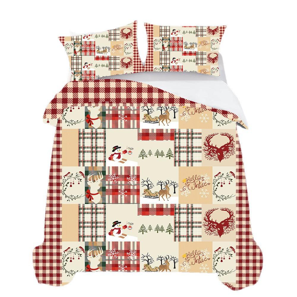 Three-Piece Quilt Cover Christmas Series 3D Digital Printing Bedding
