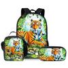 Set Zaino a Tre Pezzi Tigre Anime per Ragazzi e Ragazze Migliori Regali Zaino Scolastico Cartoon 3D per Bambini