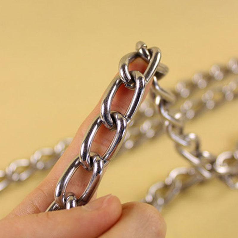 

Chain Dog Leash with Leather Handle Heavy Duty Dog Leash Chew Proof Metal Dog Leash Dog Chain for Medium Large Dogs 120cm/4FT