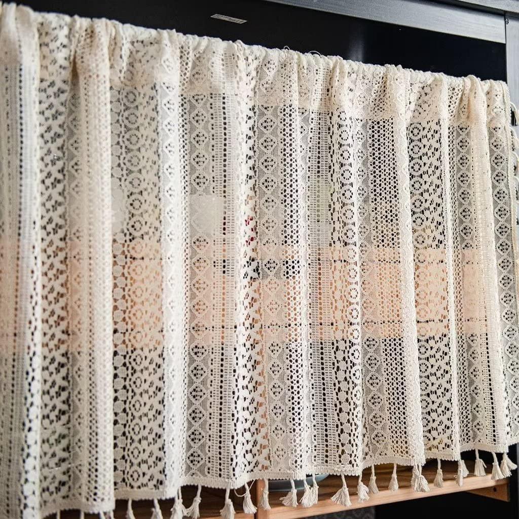 45cm Long Cafe Curtains for Small Princess Stylish Room Tension Rod Privacy Storage Small Coffee Interior New 150cm Wide x 45cm Karado Kobo Windows,