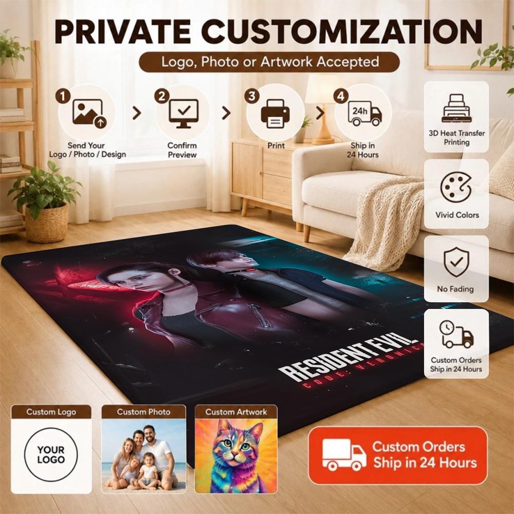 Resident Evil Death Island Rectangular Rug Thick Nonslip Carpet For Kids Bedroom Play Area Home Decor Memorial Gift