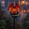 Gothic Demon Yard Ornament Dragon Solar Garden Light, Outdoor Gargoyle Statue with Warm LED Lighting, Halloween Cemetery Decoration Waterproof