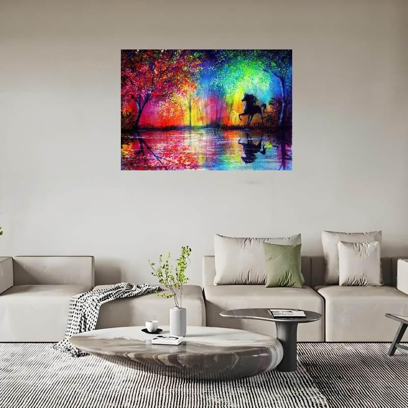 Canvas Horse Wall Art Animal Painting With Spray Technology For Home Decor