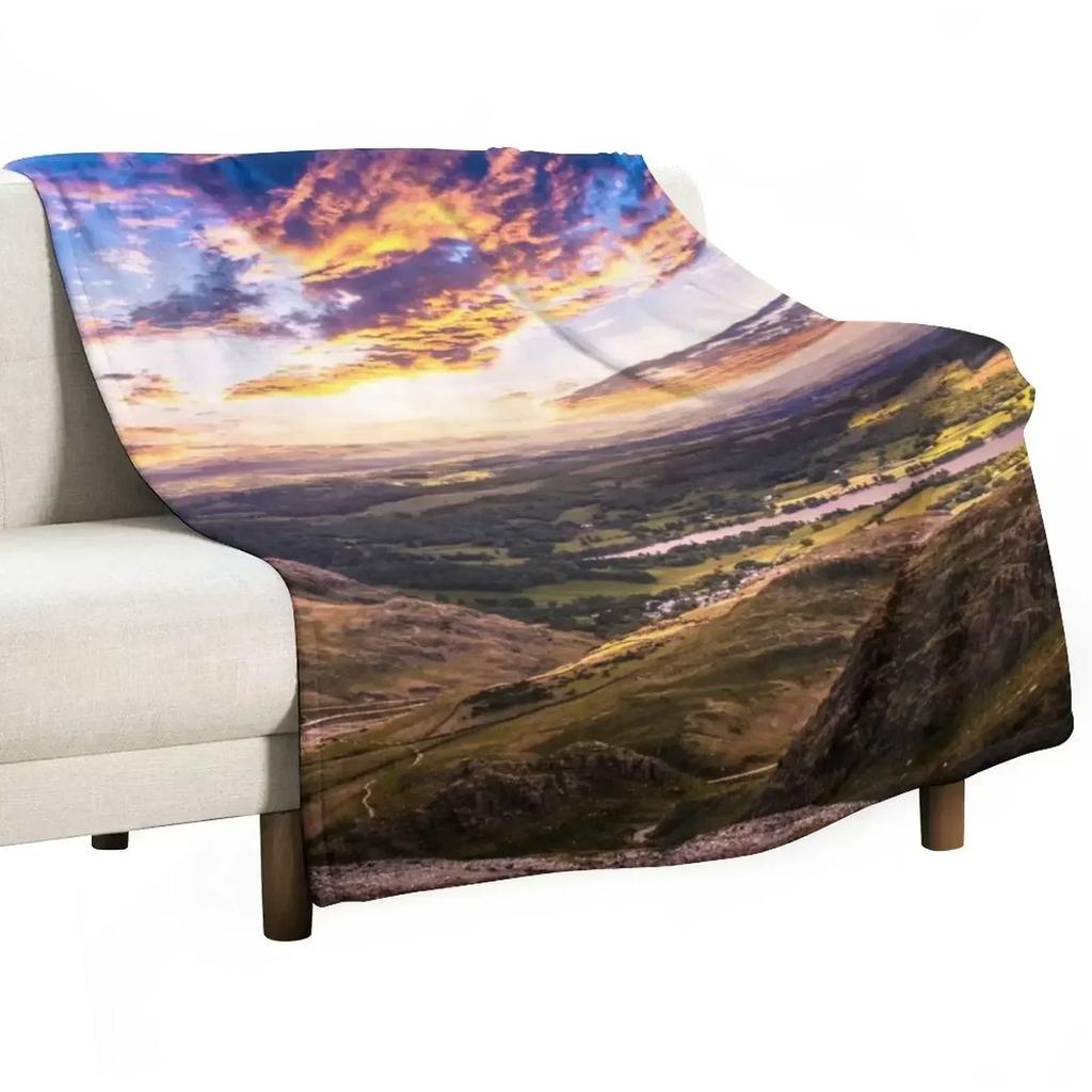 Lake District Sunset Throw Blanket Fluffy Cozy Throw Blanket for Home Decor