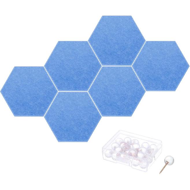 PATIKIL Felt Bulletin Board, 12"x10", 6 Packs Self Adhesive Hexagon Felt Tiles for Sound Proofing Wall Panels for Home Office Recording Studio,Game