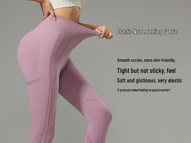 Seamless High-Waist Yoga Pants Elastic Hip-Lifting Outdoor Autumn Winter Fitness Tights Women