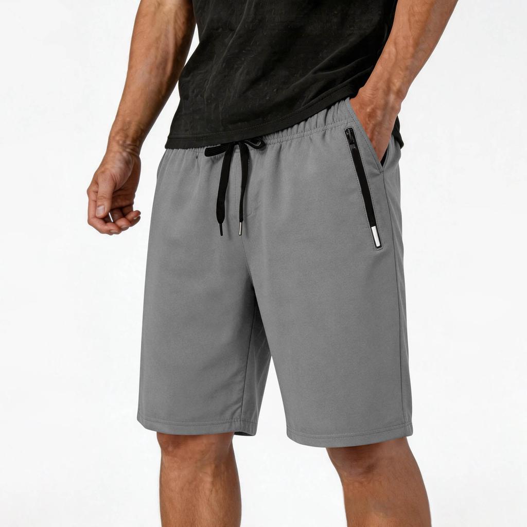 Men's Athletic Shorts Soft Comfortable Fabric Elastic Waistband with Adjustable Drawstring Zipper Pockets Lightweight Casual Sportswear