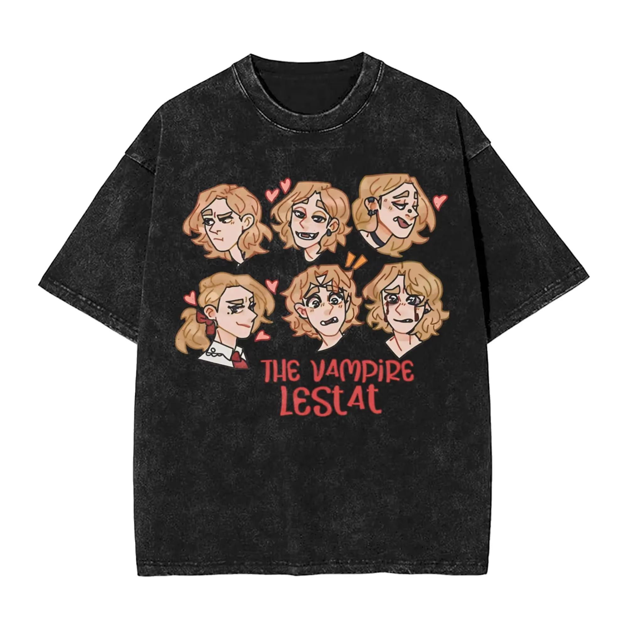 RetroWeave Clothing 2026 Hete Verkoop Nieuw TV-drama The Vampire Lestat Grafische Print Retro Gewassen T-shirt Mannen Vrouwen Katoen Zacht Zomer T-shirt Casual Oversized Top Korte Mouw Top XXL