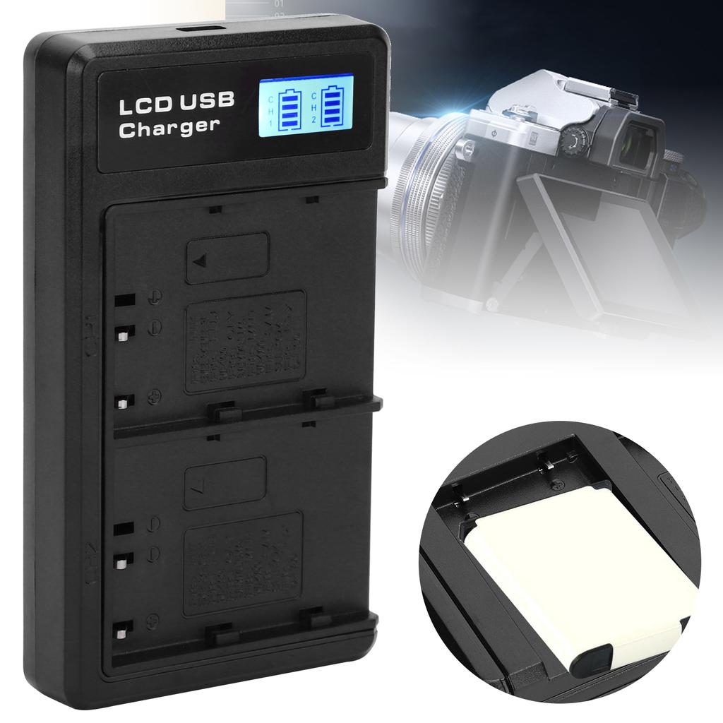 Portable Camera Battery Charger for LI‑40B USB Camera Dual Charger with LCD Display