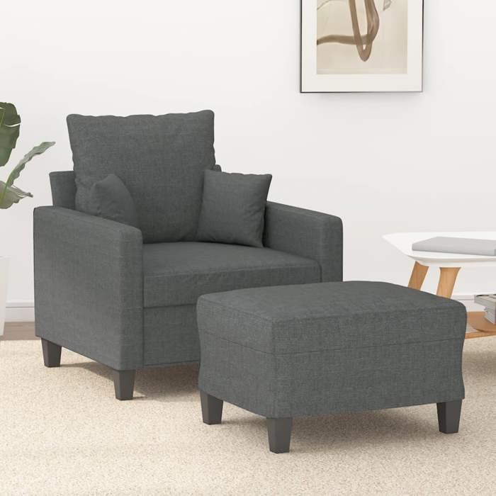 VidaXL Armchair with Footrest Dark Grey 60 Cm Fabric, Sofa, Armchair, TV Armchair, Single Sofa, Seat, Recliner Sofa, 3201082