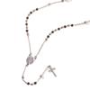 Women Vintage Rosary Necklace, Stainless Steel Virgin Mary Medal Cross Beaded Chain Fashion Jewelry