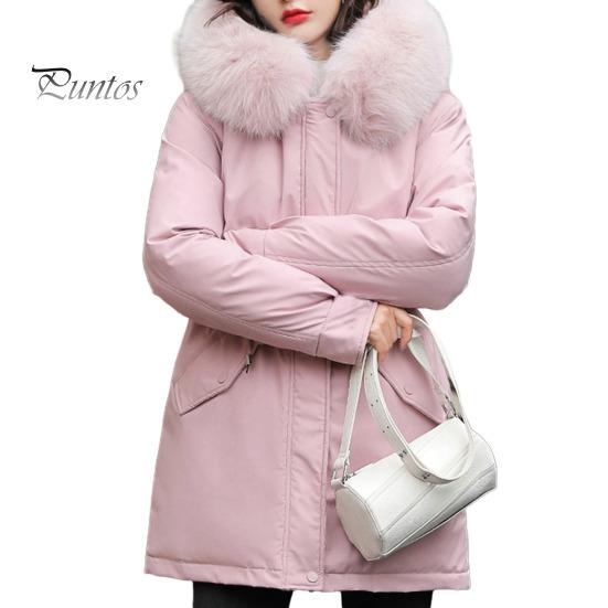 Hooded Women Coat Winter Jacket with Faux Fur Collar Soft Fabric Warm Fashionable Zipper Closure for Autumn Versatile