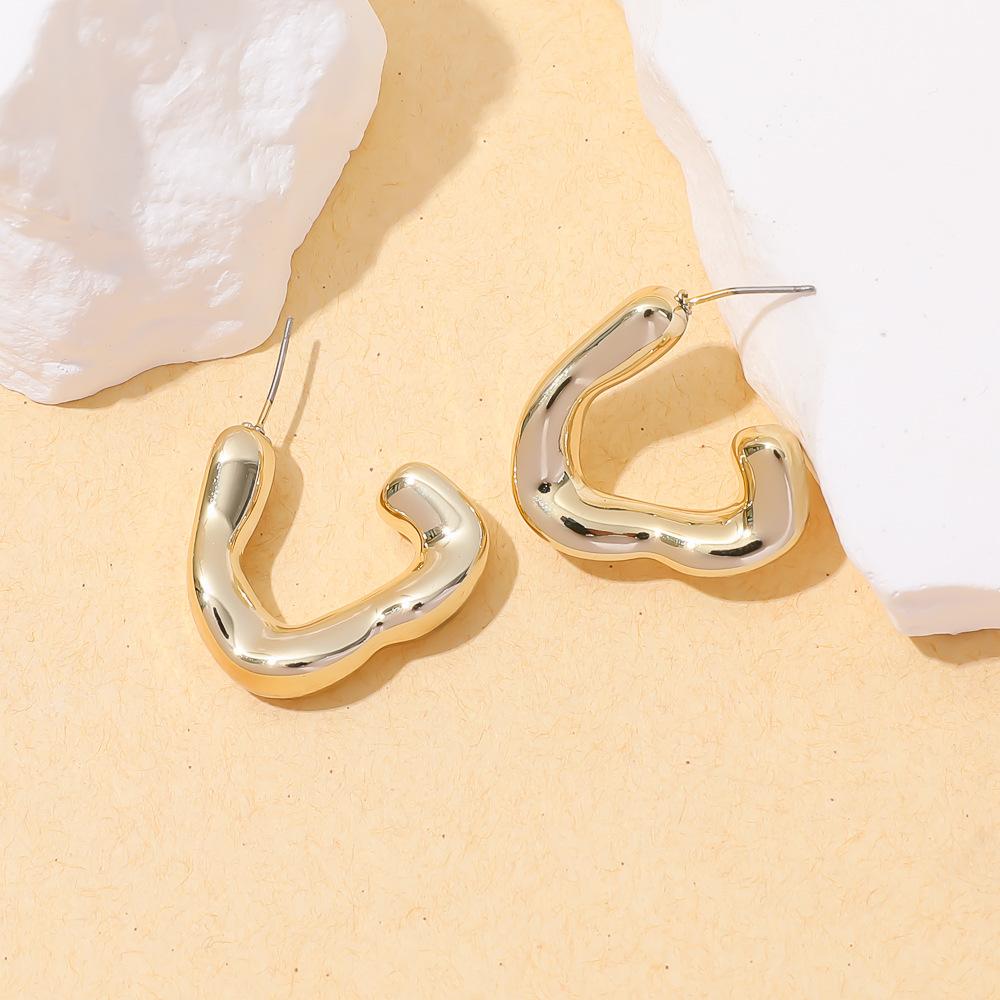 Geometric Personality Fashion Stud Earrings Ins European and American Acrylic Gold-plated Stud Earrings Set